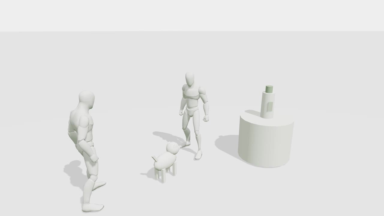 人物带小狗逛展台，15秒完整教程作品